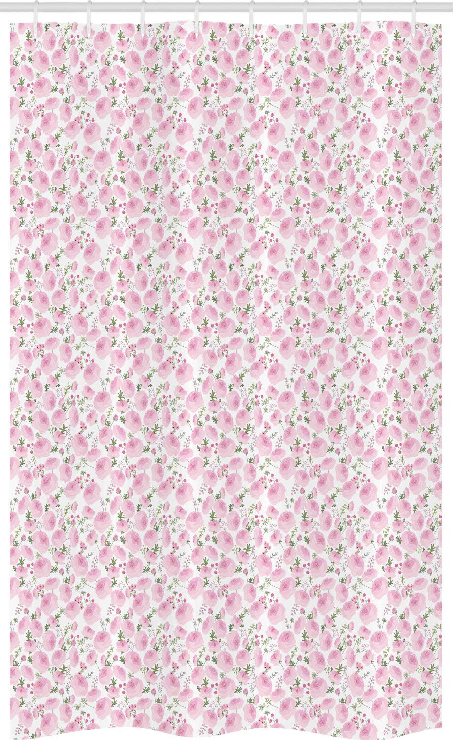 Abakuhaus Floral Fabric Shower Curtain – Spring Ranunculus Pattern, 47x70"