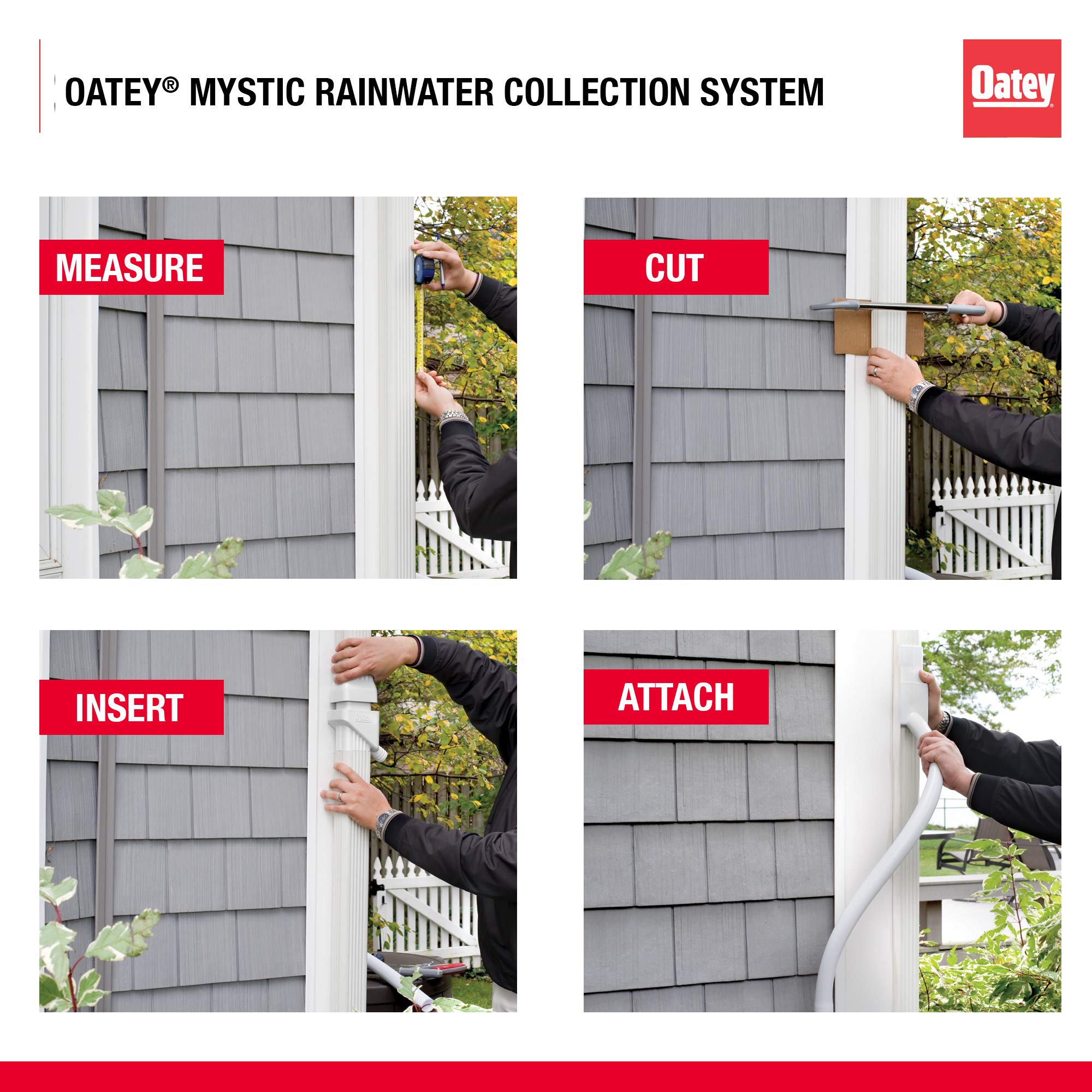 Oatey Mystic Rainwater Collection System – 2" x 3" Downspout Diverter, White