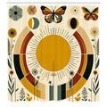 ABAKUHAUS Boho Sun Moth Shower Curtain – Waterproof Fabric Bathroom Decor