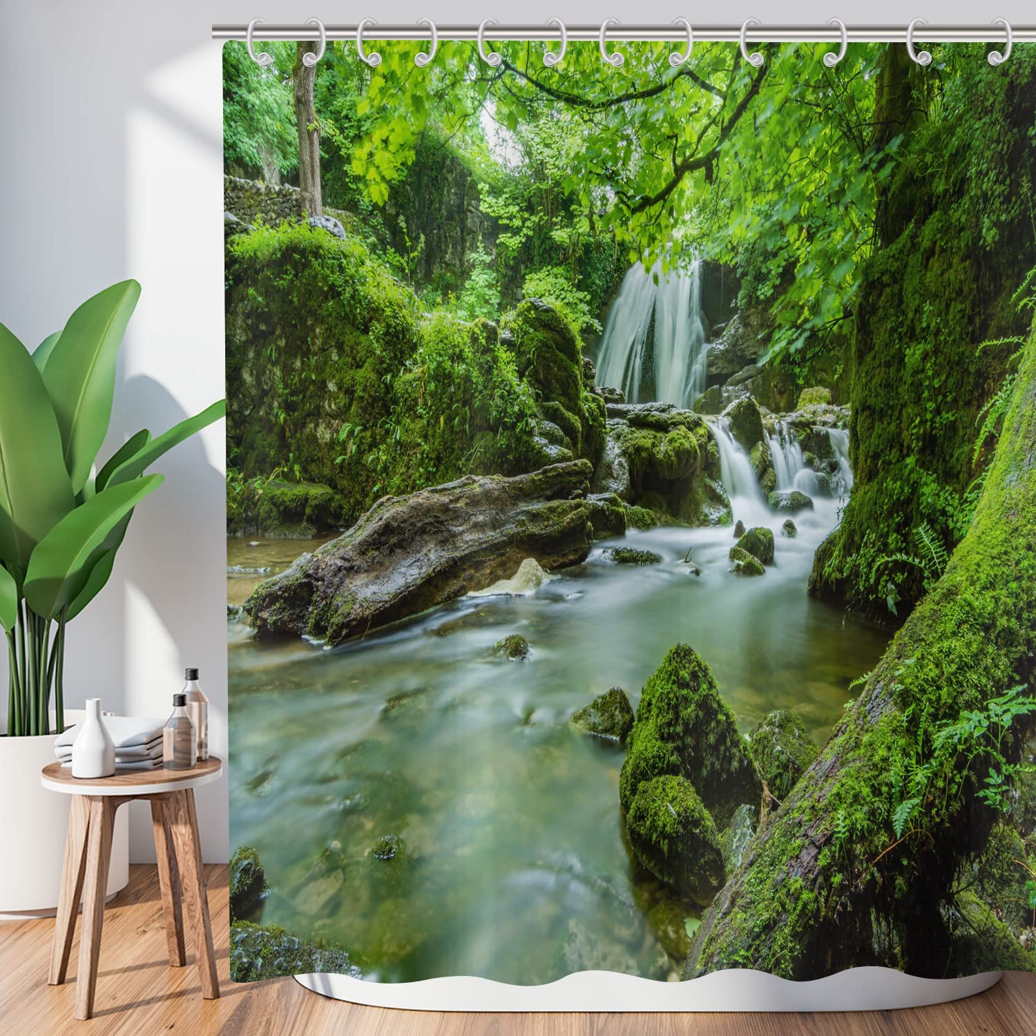 Hnmdmyi Tropical Jungle Forest Shower Curtain | Waterproof Polyester, 71x71"