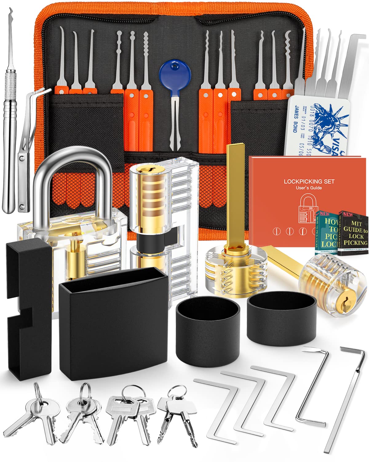 Eventronic 38-Piece Lock Pick Set with 4 Transparent Training Locks