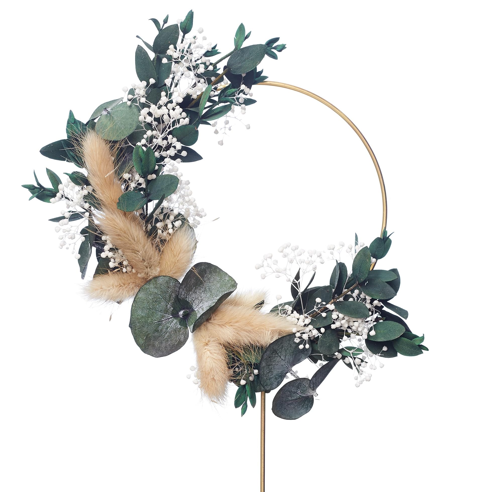 Boho Dried Flower Floral Ring Wreath Cake Topper – Eucalyptus