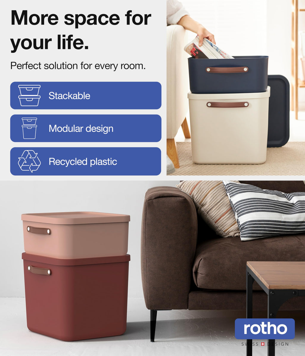 Rotho Maloja 12l Storage Box with Lid and Handle, Recycled Plastic Bin - image 3