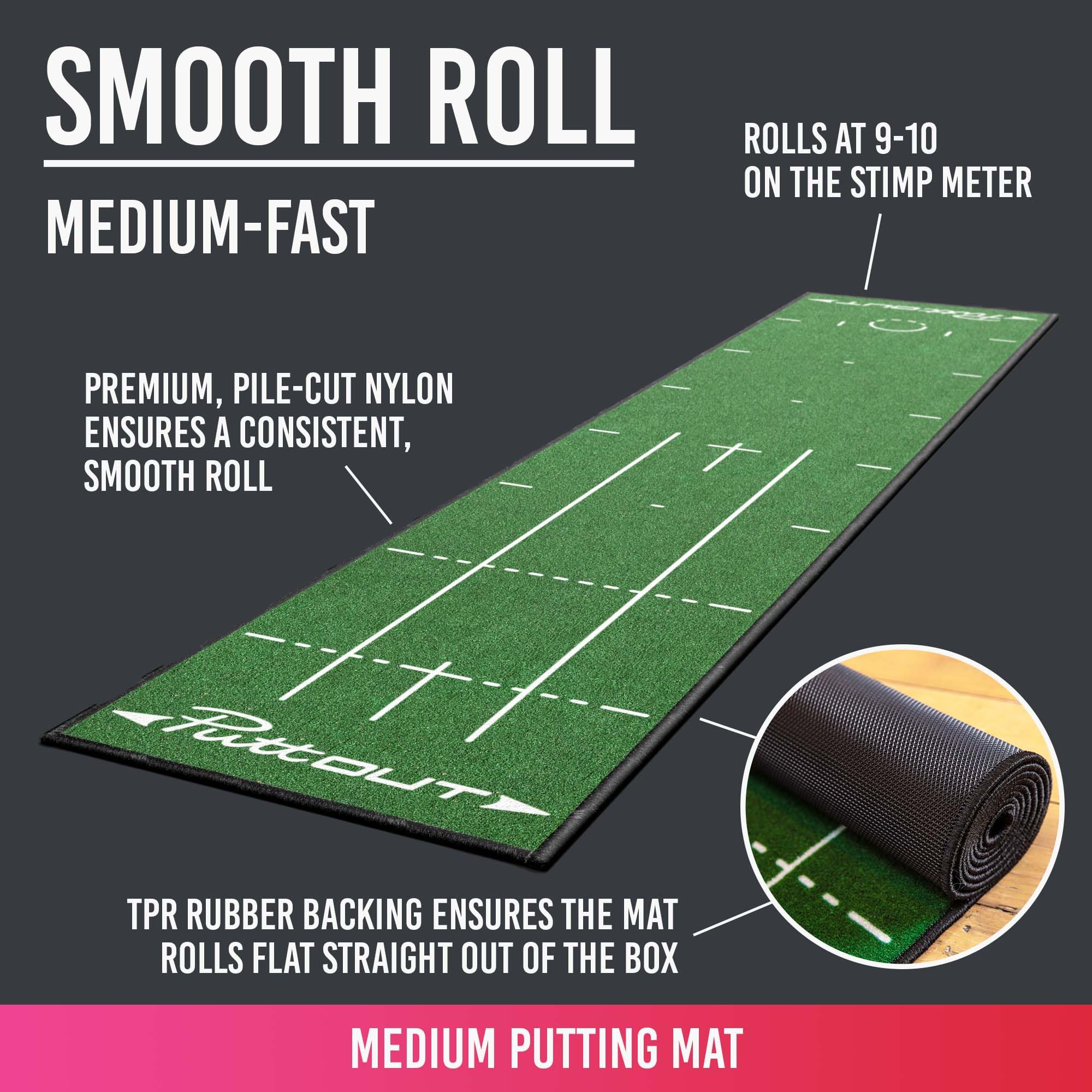 PuttOUT Medium Putting Mat – 240cm x 50cm Indoor Golf Training Aid