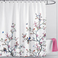 LIVETTY Floral Bird Shower Curtain | Extra Long 180x210cm Waterproof Fabric