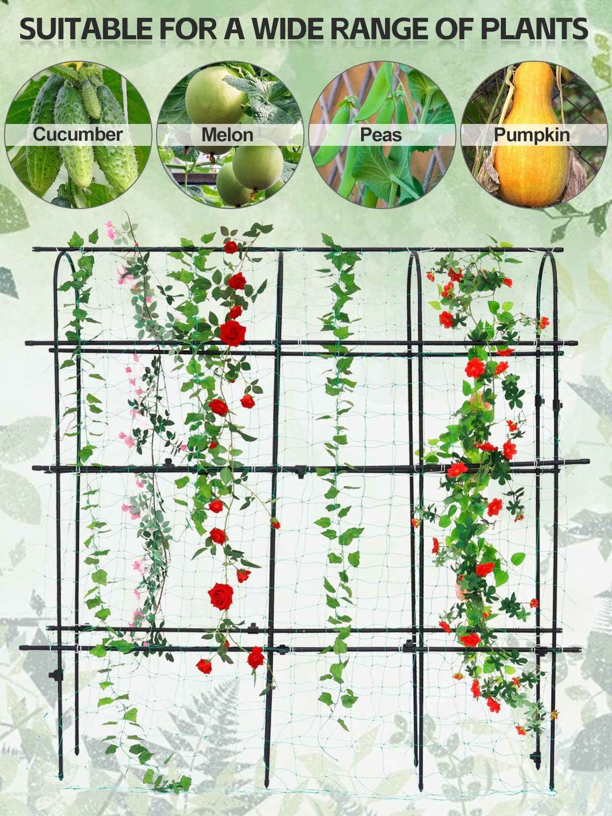 Kalolary 6x6ft Garden Cucumber Trellis – U-Frame Rustproof Metal Plant Support