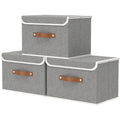 OUTBROS Storage Boxes with Lids 3 Pack, Bins 45x30x30 cm, Grey - image 1