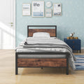BOFENG 3ft Single Metal Bed Frame | Heavy Duty Platform with Wood Headboard