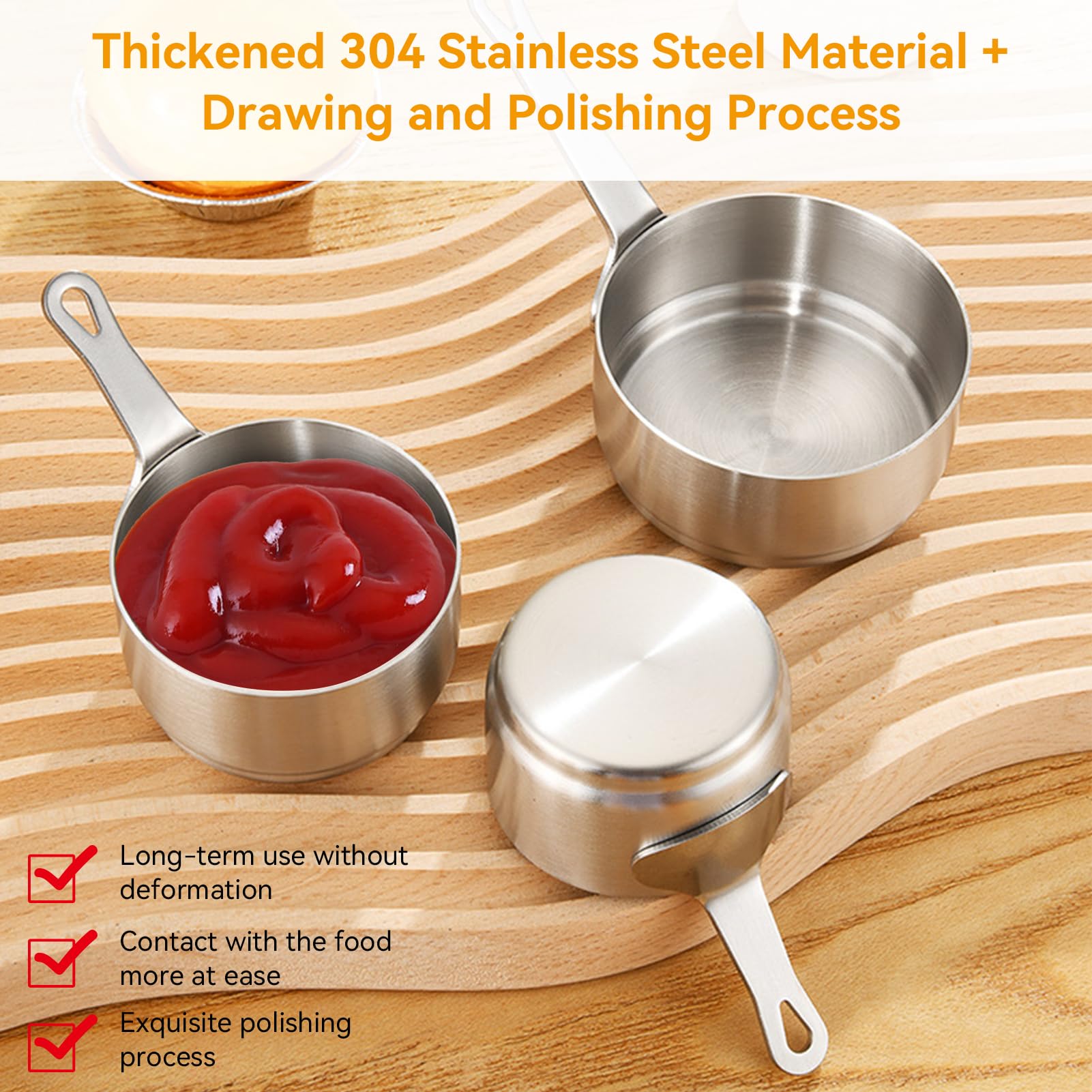 Jolof Store 8Pcs Stainless Steel Mini Saucepan Cups with Handle, 100ml