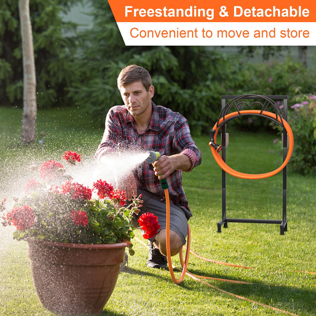VyGrow Freestanding Garden Hose Holder – Heavy Duty Metal Hose Stand