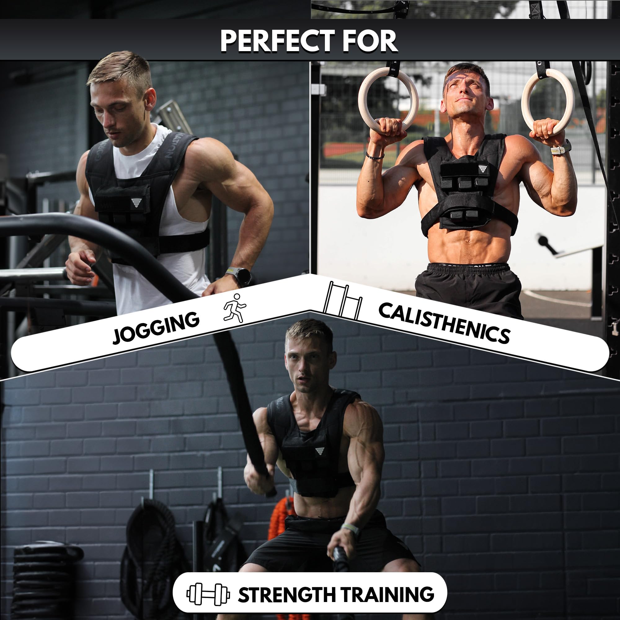 GORNATION Adjustable Weighted Vest – 10kg/20kg for Calisthenics
