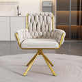 Merax Modern Velvet Swivel Dining Chair | Upholstered Armchair, Beige