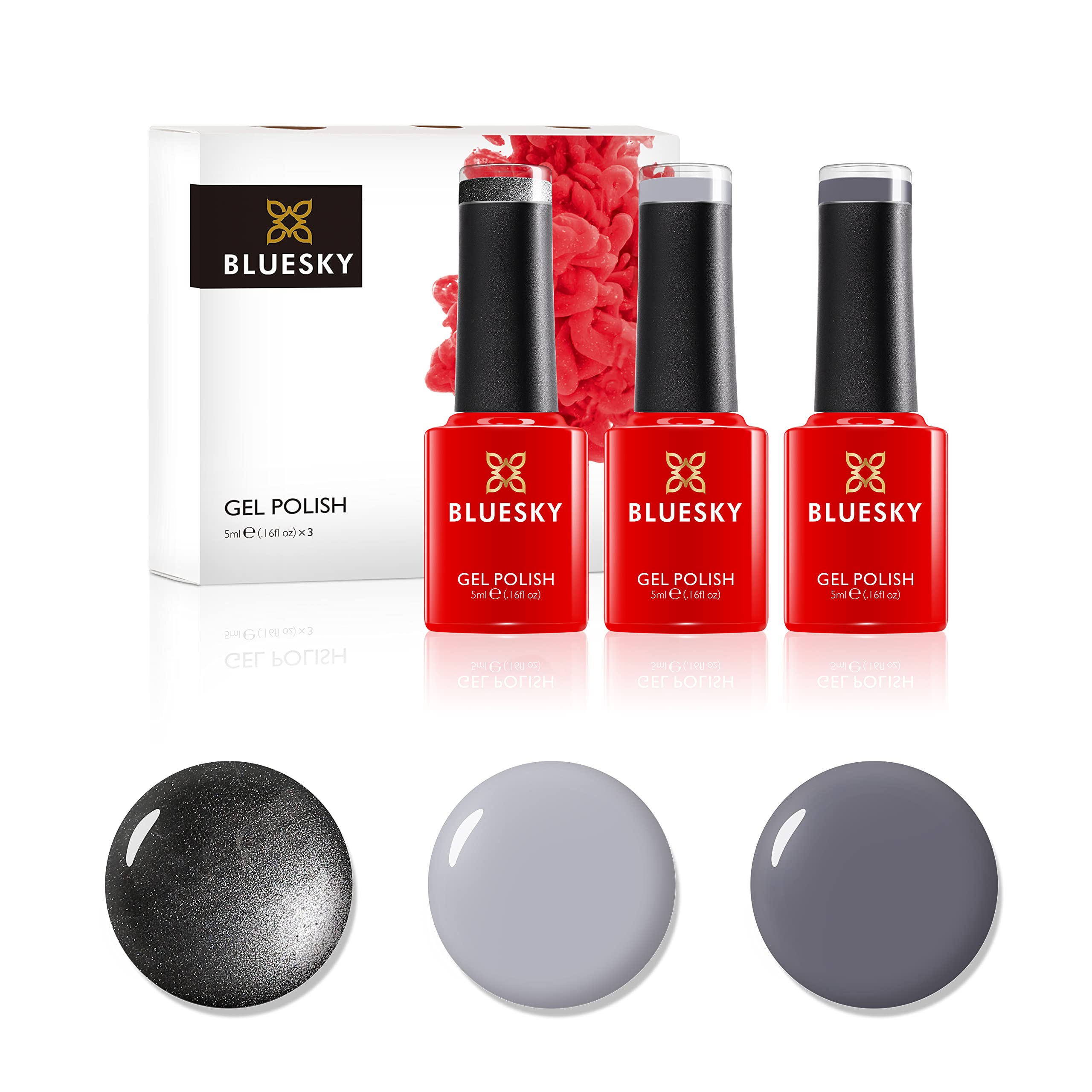 Bluesky Gel Nail Polish Set | Shades of Grey Trio | 3 x 5ml Vegan Polish