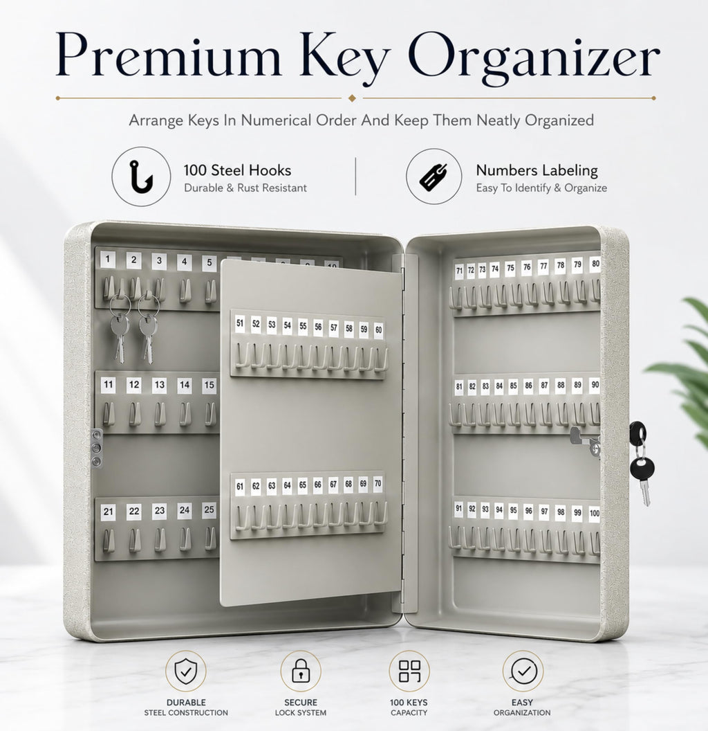 Landlord Direct Supplies LDS® Large Key Cabinet Wall Mounted 100 Keys Key Box Includes 100 Indexing Numbers & Mounting Harware