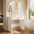 ELEGANT Vanity Table with 12 LED Bulbs Mirror and Partition Storage