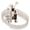 Gold Crystal Vanity Mirror Tray – Oval Glass Perfume Organizer