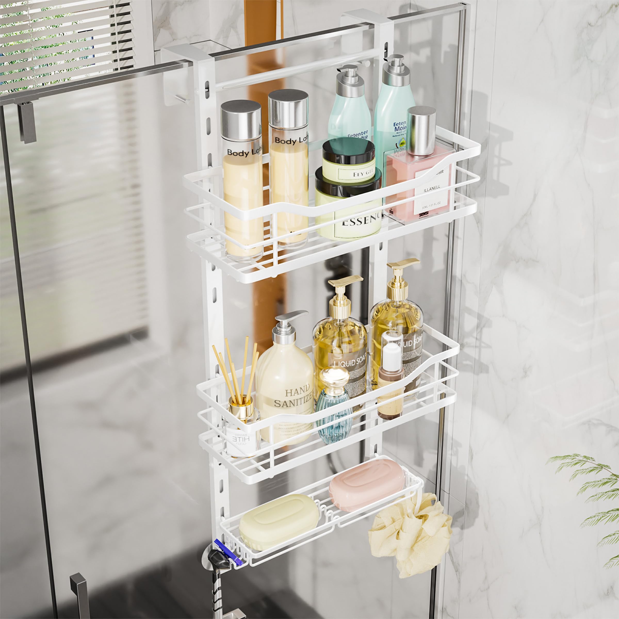 SWTYMIKI Over the Door Shower Caddy – 3-Tier Rustproof Adjustable Organizer