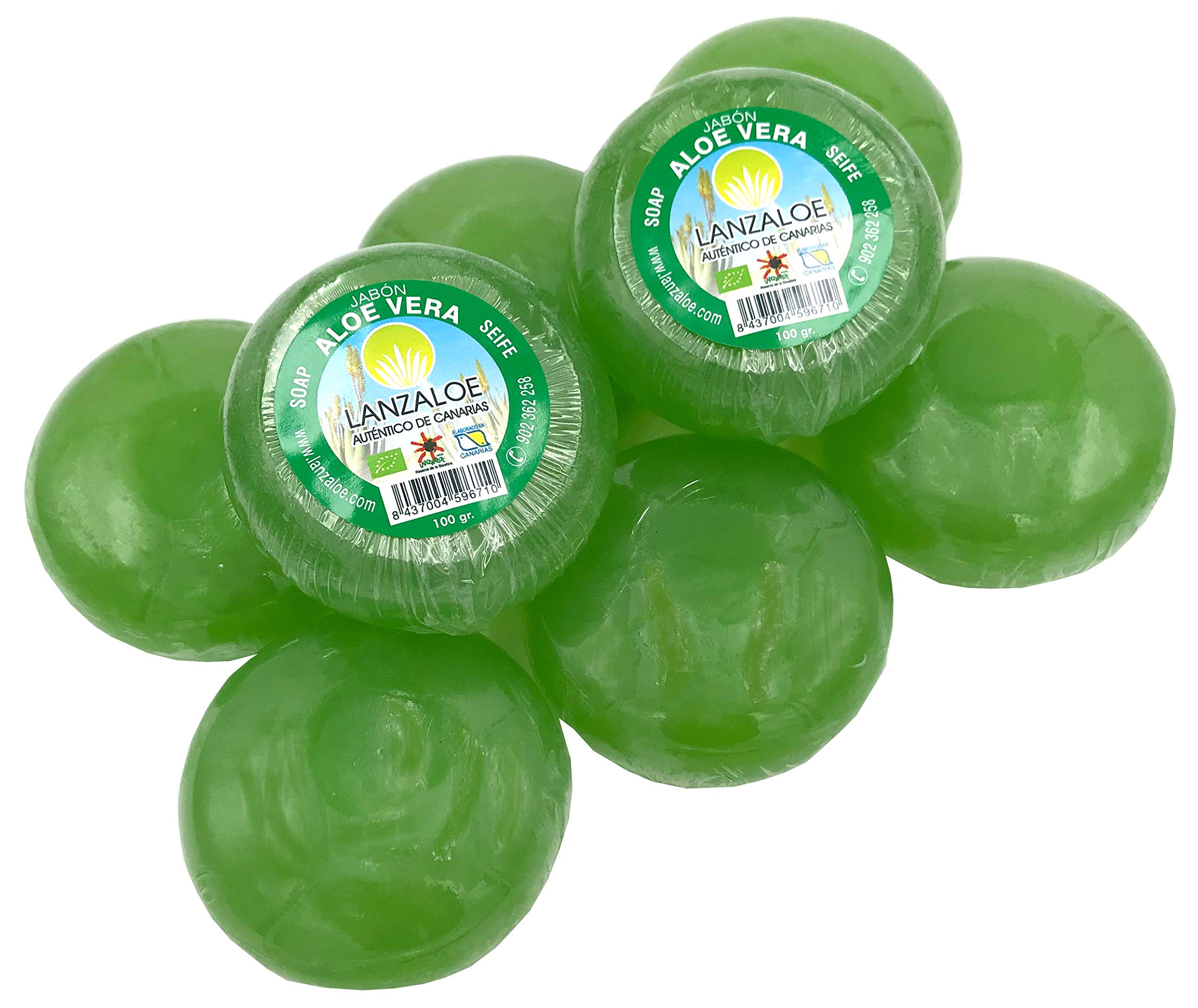 Lanzaloe Organic Aloe Vera & Glycerin Soap for Sensitive Skin - 8 Pack