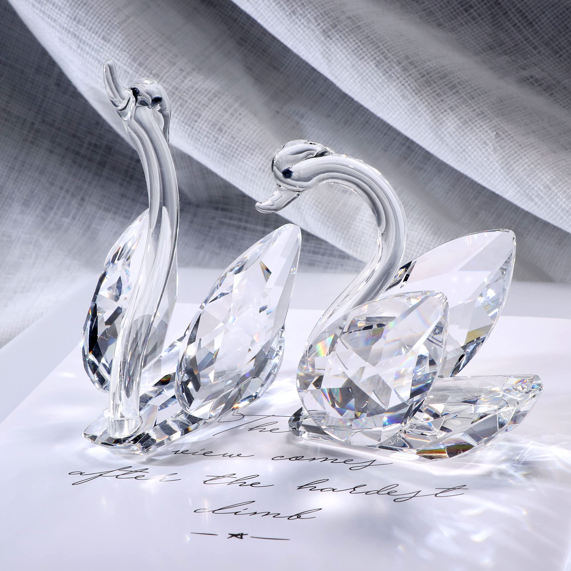 Jolof Store Crystal Swan Figurines – 25th Anniversary Glass Wedding Gift