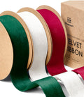 Vitalizart Double Faced Velvet Ribbon Set - 1 Inch x 15 Yards - 3 Colors