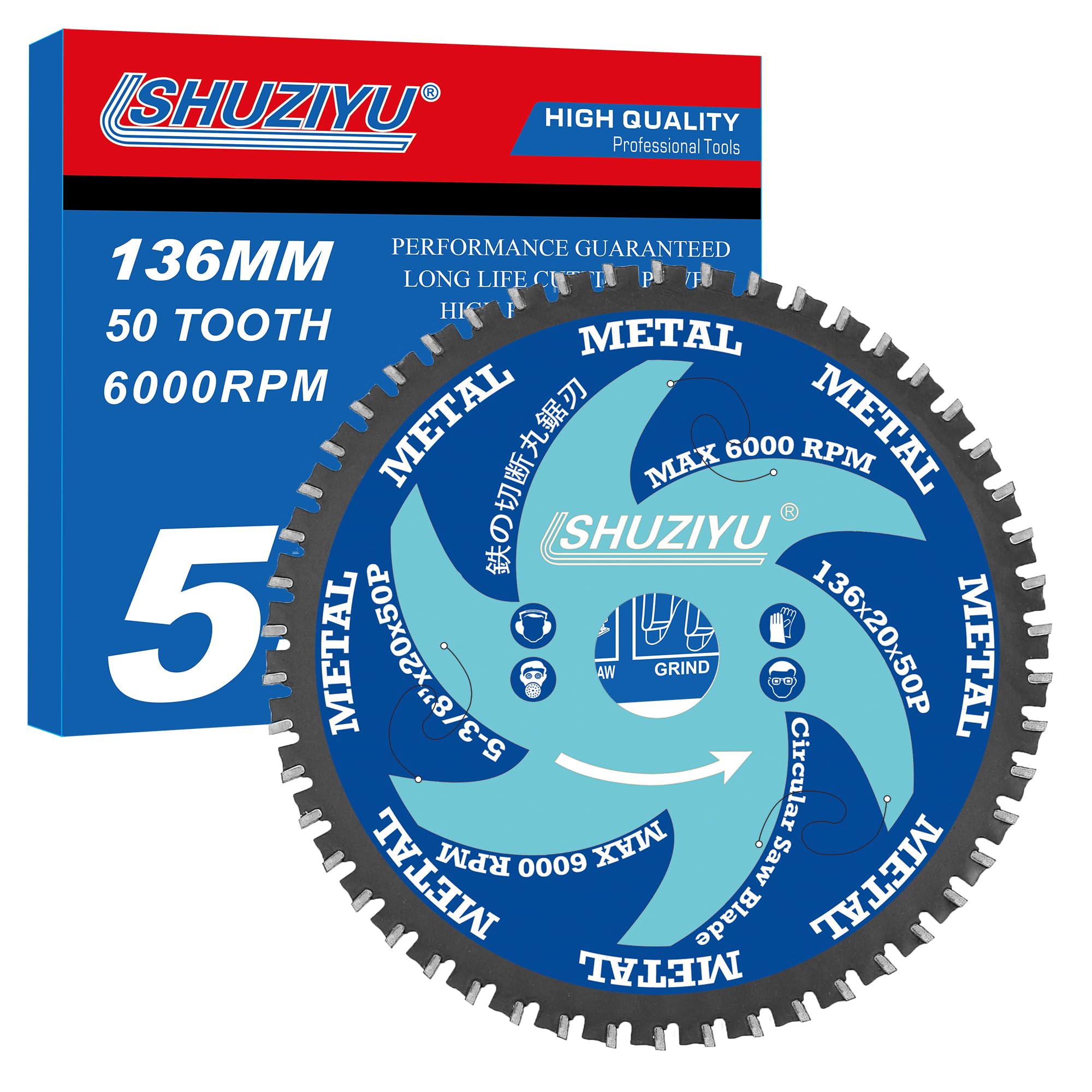 5-3/8" Ferrous Metal Cutting Circular Saw Blade - 50T 20mm Arbor