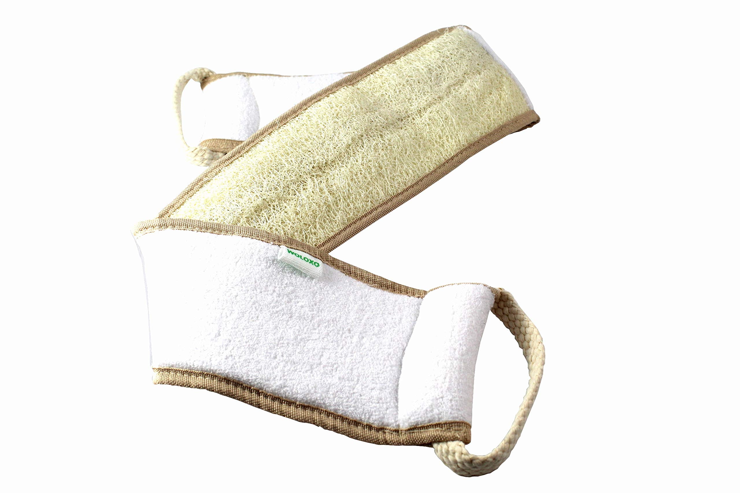 Woloxo Natural Loofah Back Scrubber – Exfoliating Body Sponge for Shower