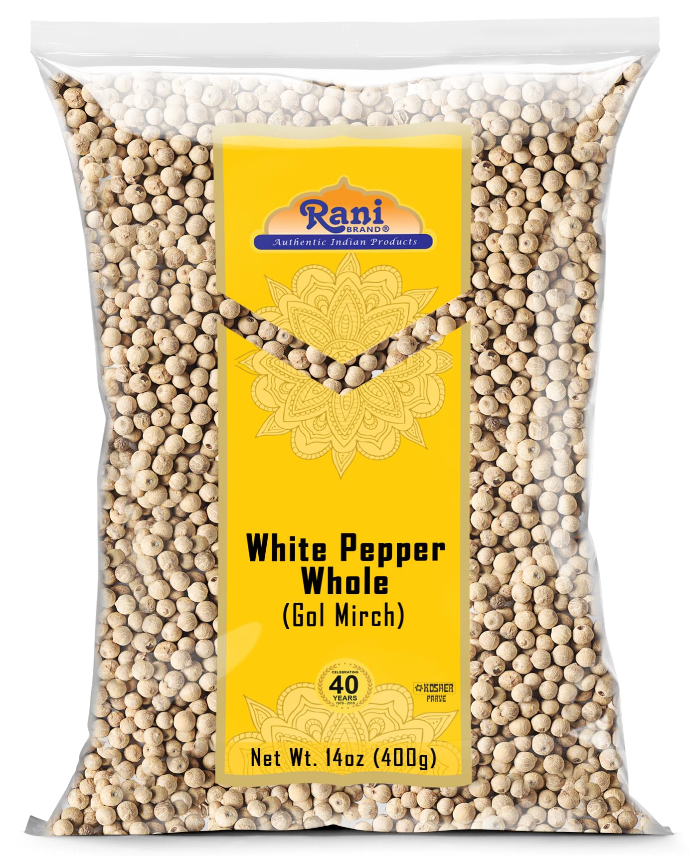 Rani White Pepper (Gol Mirch) Whole Spice - 14oz (400g) Indian Origin