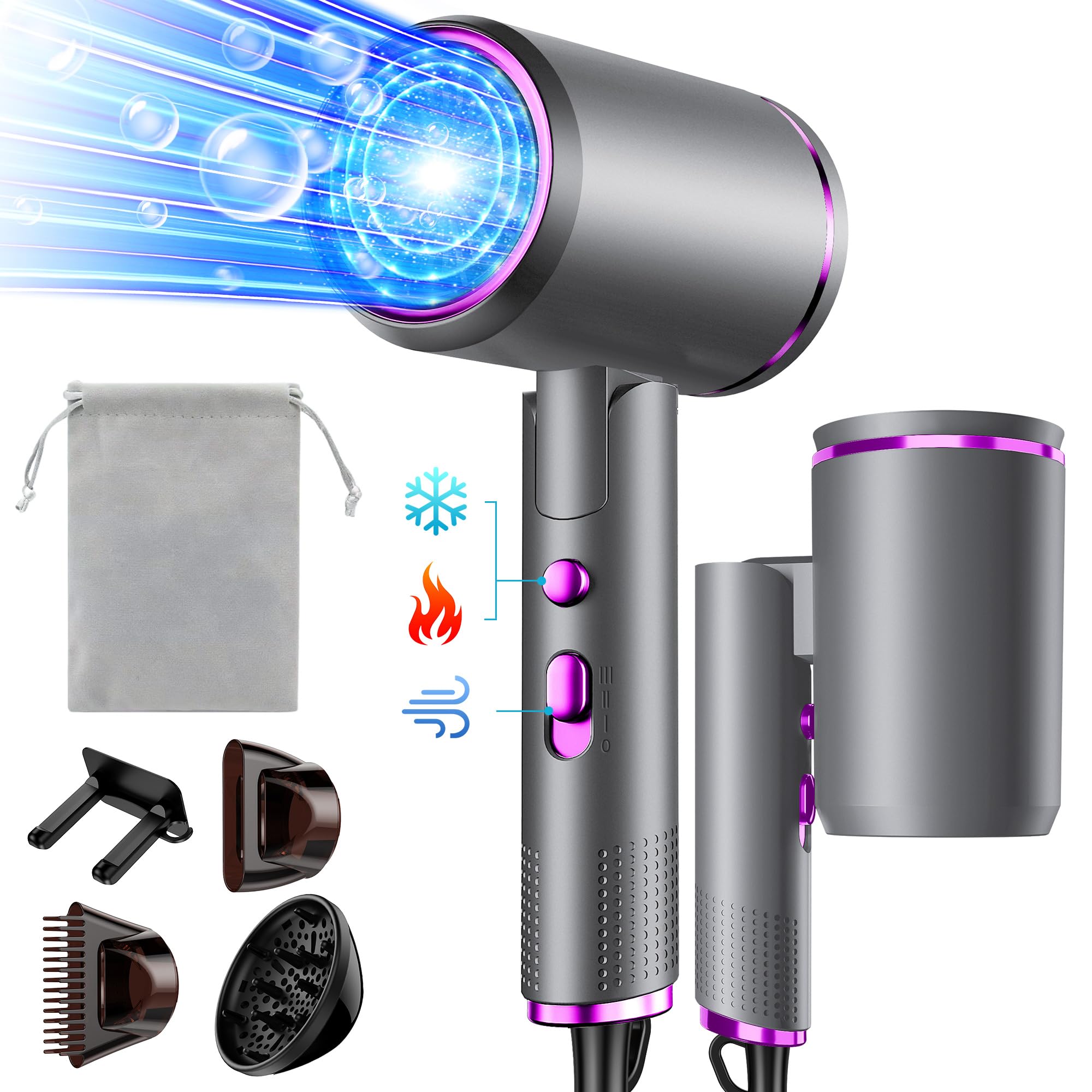Vbrisi 2400W Ionic Hair Dryer – Foldable Professional Travel Blow Dryer
