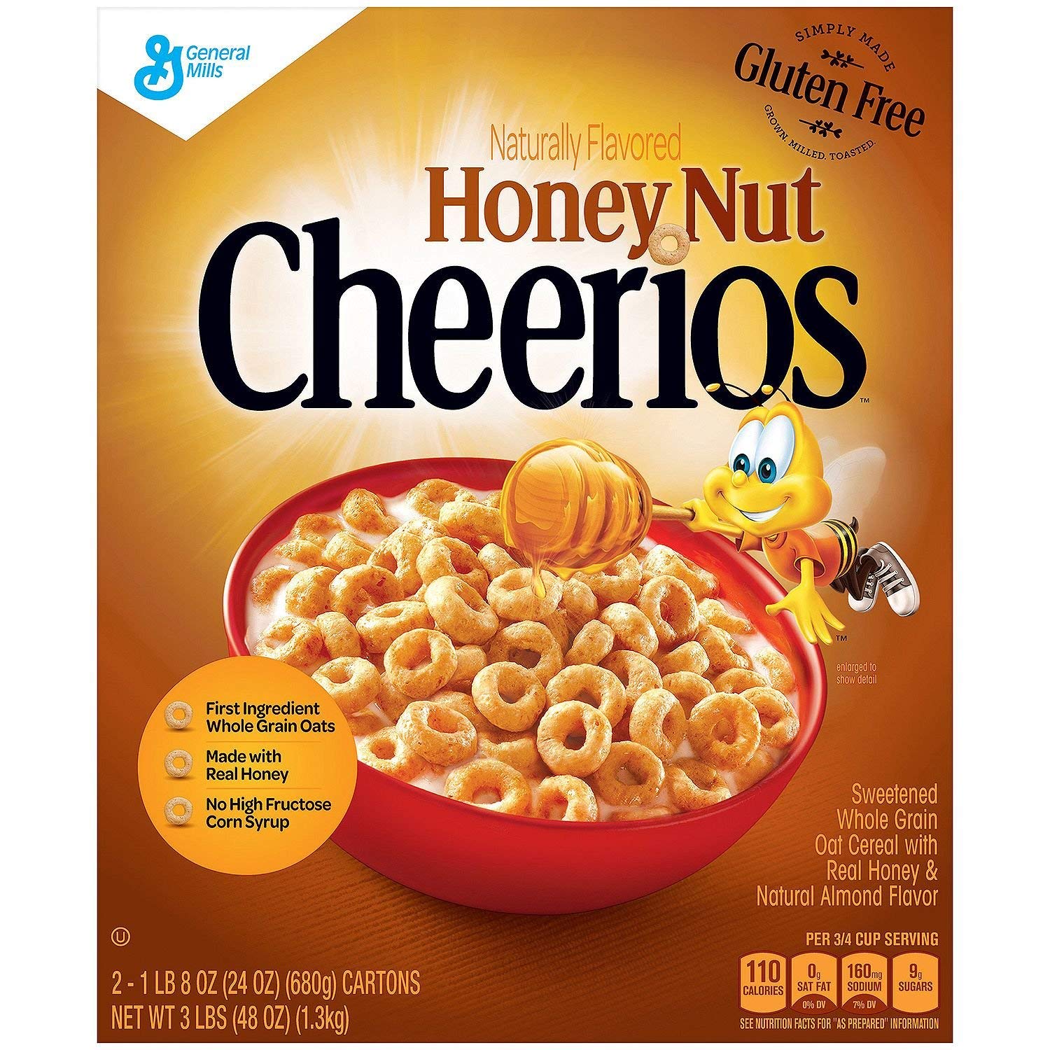 General Mills Honey Nut Cheerios – Gluten-Free Cereal, 2 x 24 oz Boxes