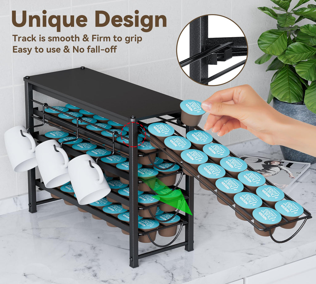 Jolof Store 5-Tier Dolce Gusto Coffee Pod Holder – 70 Capsule Metal Drawer