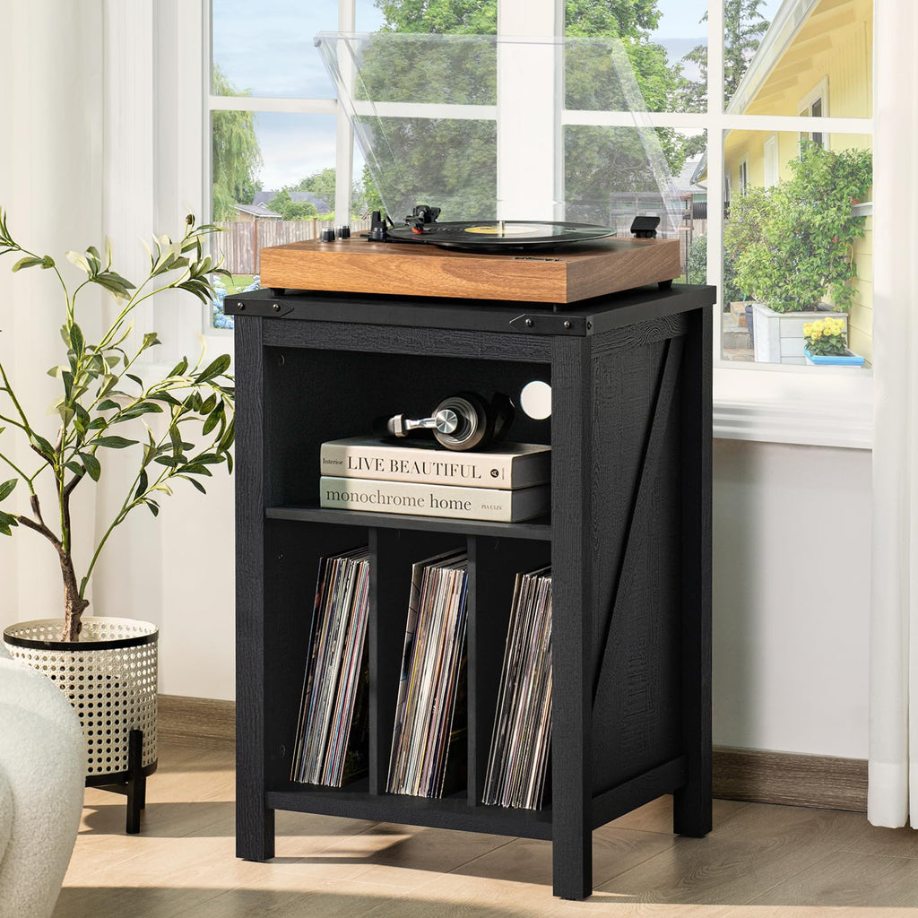 LELELINKY Record Player Stand with Vinyl Record Storage,Black - image 4