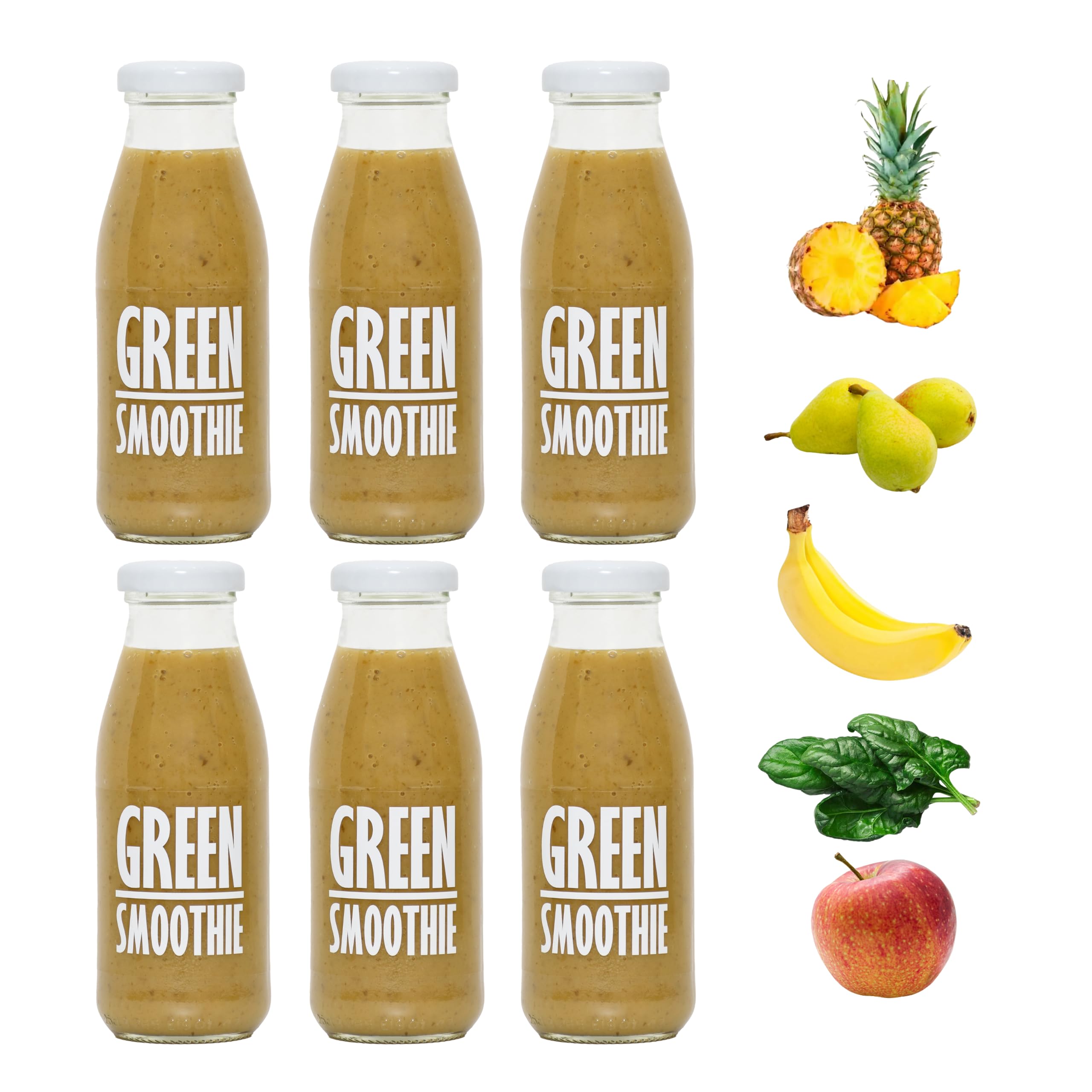 PRESSUICE Green Smoothie - 6 Pack (240ml) - No Added Sugar Fruit Juice