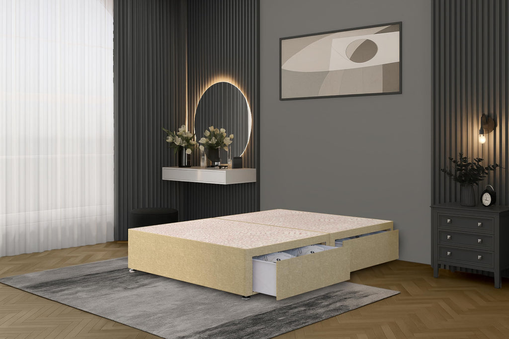 Bed Centre Flexby Divan Bed Base Only with 2 Drawers Same Side, No Headboard - Available in 3FT, 4FT, 5FT & 6FT - image 1
