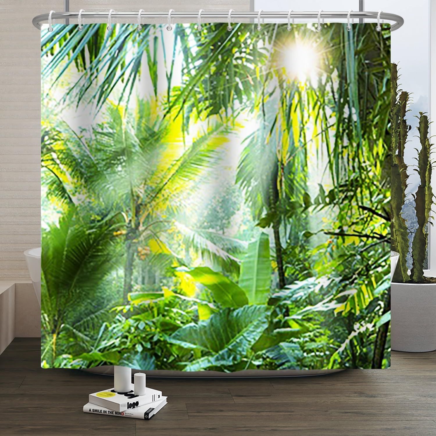 Xiaoterna Tropical Rainforest Shower Curtain | Waterproof Jungle Foliage