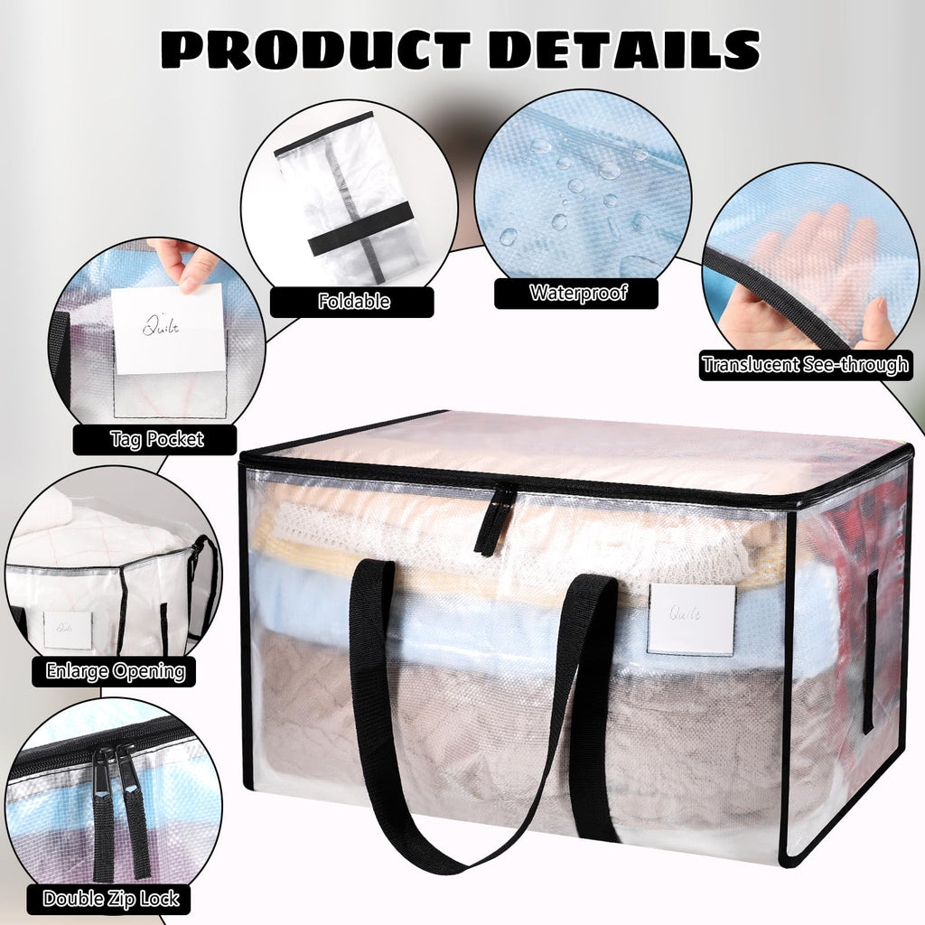 Dntorx 6 Pack Large Moving Bags – Heavy Duty Storage Totes with Lids