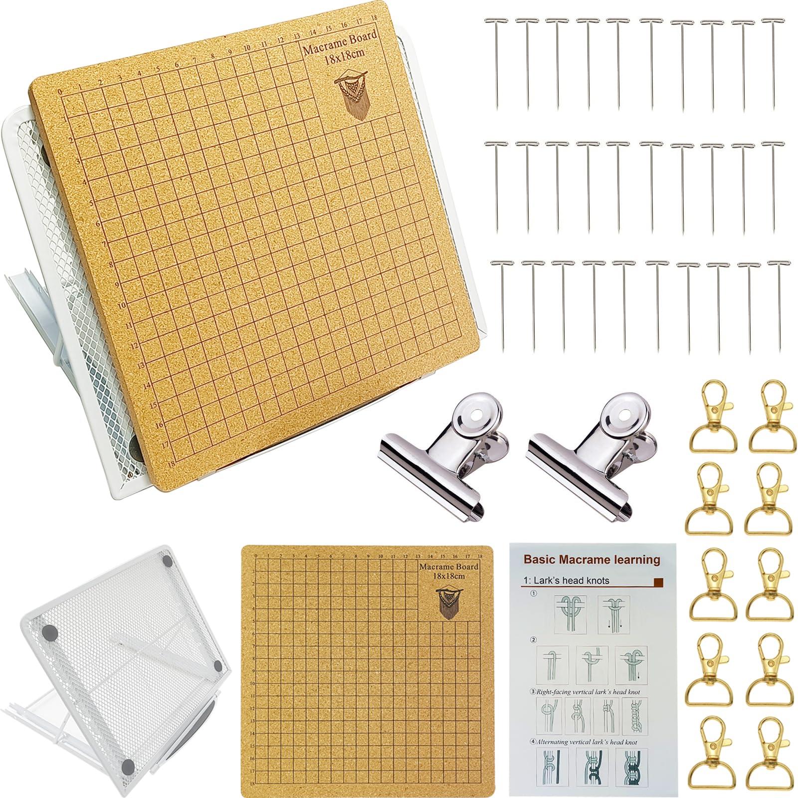 Macrame Board Set with Adjustable Metal Stand and T-Pins