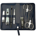 Hans Kniebes 7-Piece Manicure Set | Navy Nappa Lambskin Leather Case