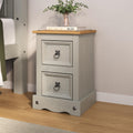 Corona Bedside Table | 2 Drawer Grey Solid Pine Wood Mexican Style