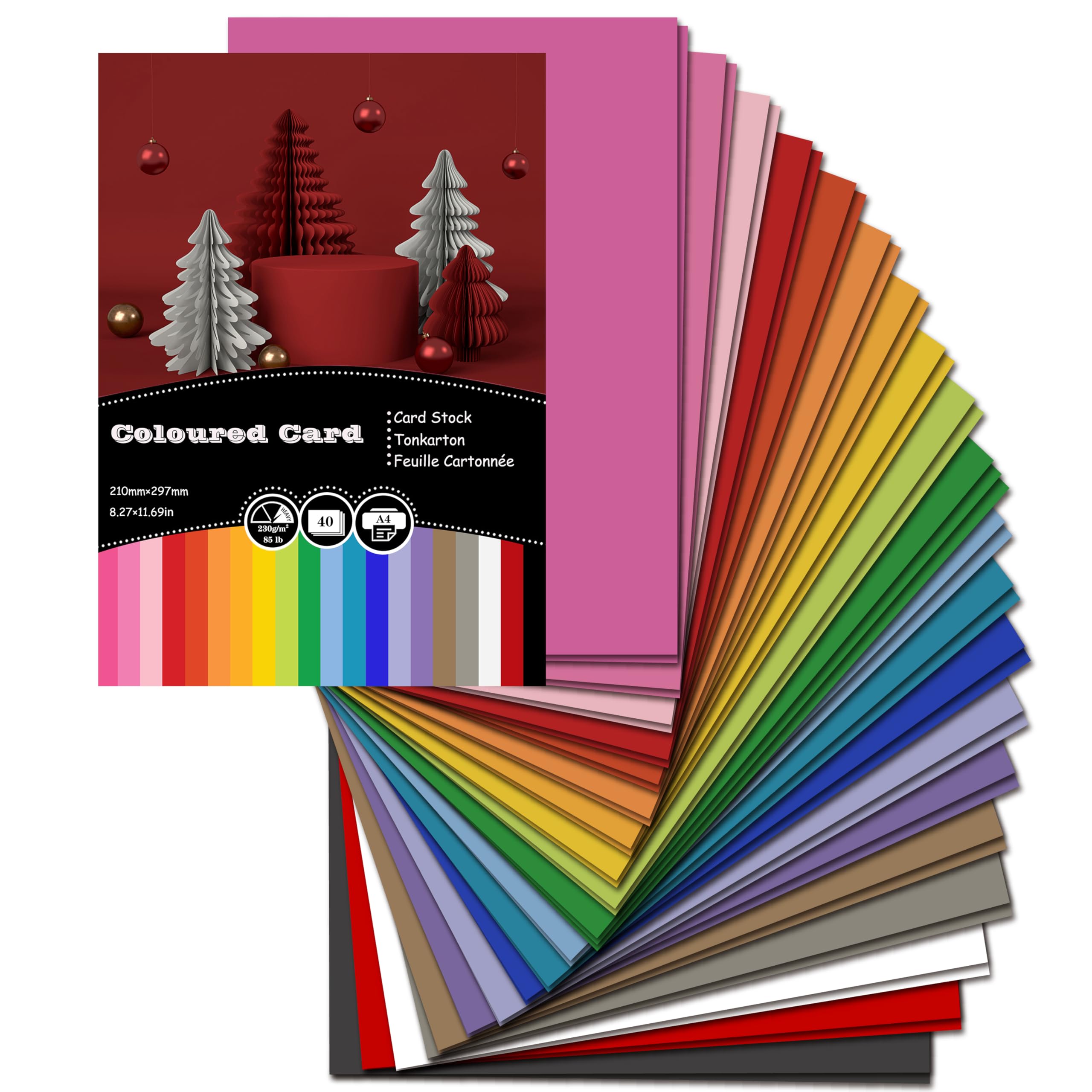 Jolof Store A4 Coloured Cardstock | 230gsm Thick Card - 40 Sheets