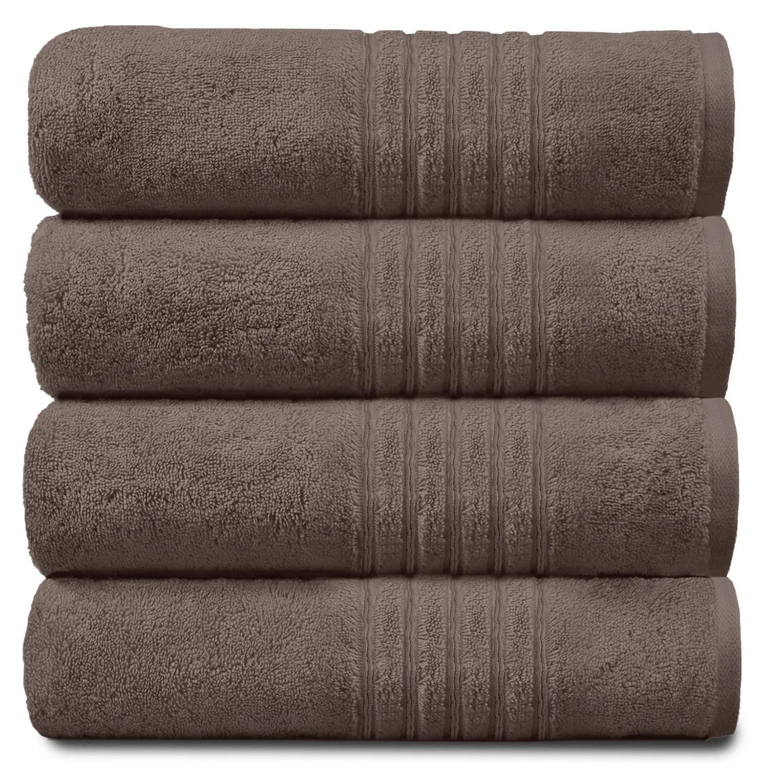 GC Gaveno Cavailia Hampton 4-Piece Bath Towel Set | 100% Cotton Walnut