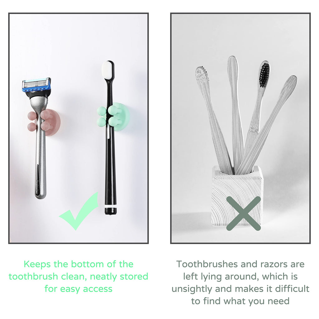 Silicone Toothbrush Holders Multi-Function Hook Razor holder Waterproof Self Adhesive Wall Mounted Single Hook for Wall or Glass for Hanging Bathroom - image 3