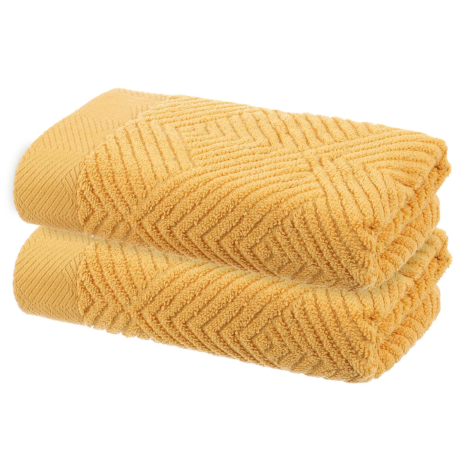 Yellow Cotton Hand Towels - 2 Pcs Soft Absorbent 13x29 Inch