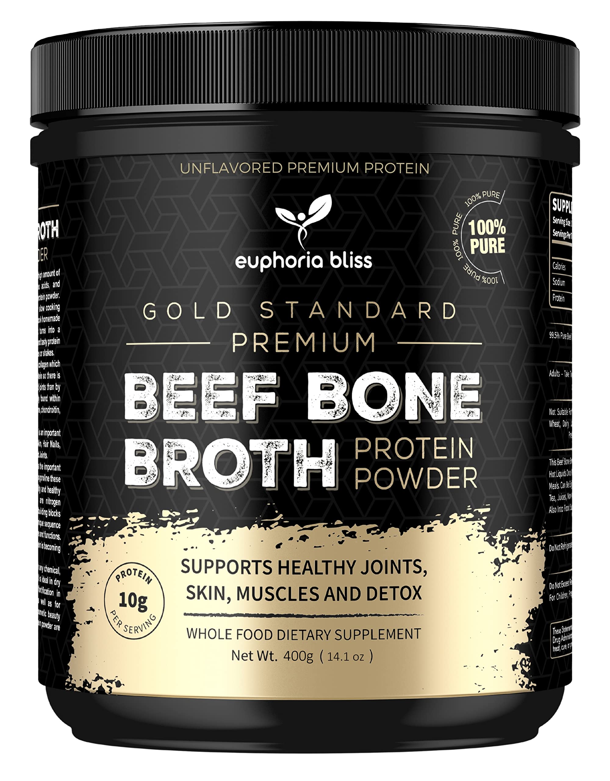 Euphoria Bliss Grass Fed Beef Bone Broth Powder - Halal - 400g
