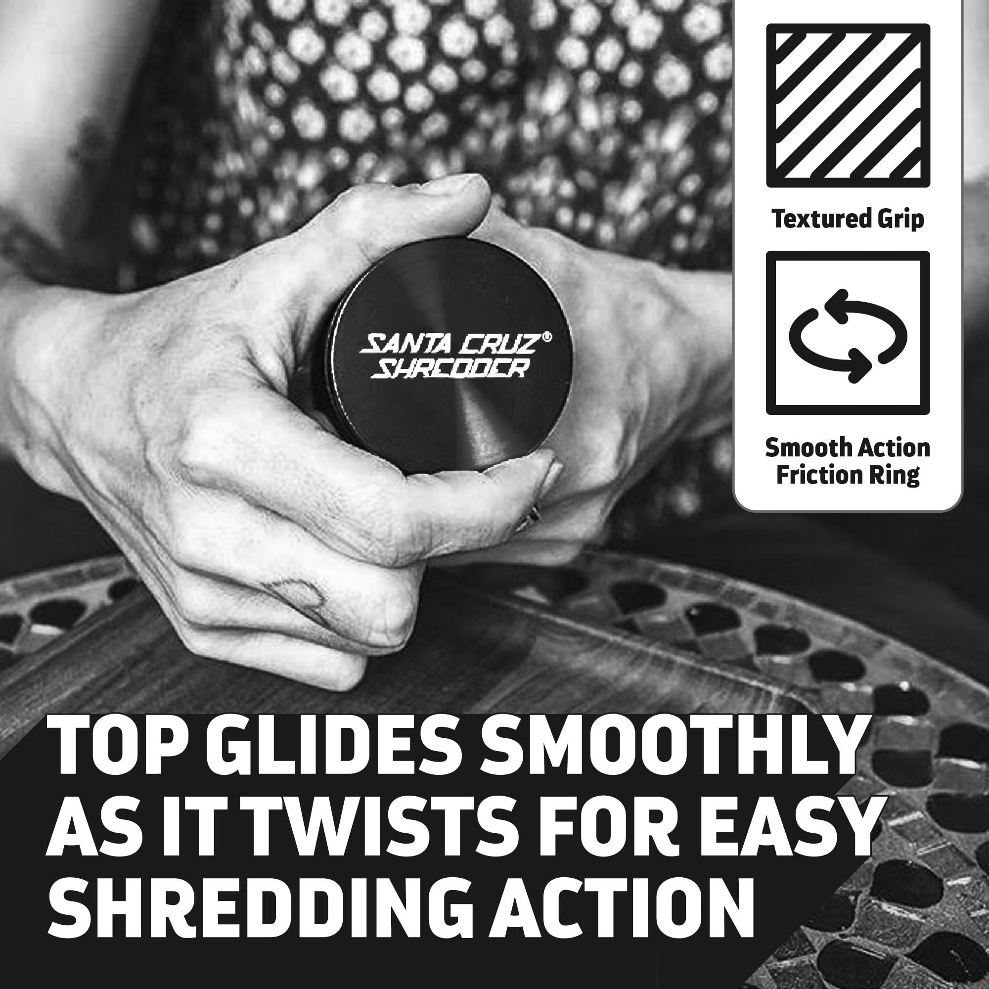 Santa Cruz Shredder 2-Piece Large 2.7" Metal Herb Grinder - Black
