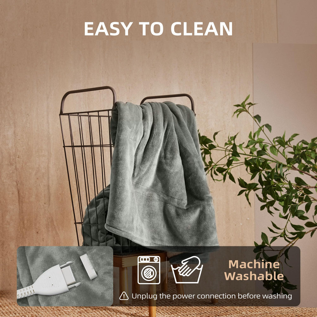 JET'S HOME Electric Blanket – 130x160cm Heated Throw with 6 Heat Settings
