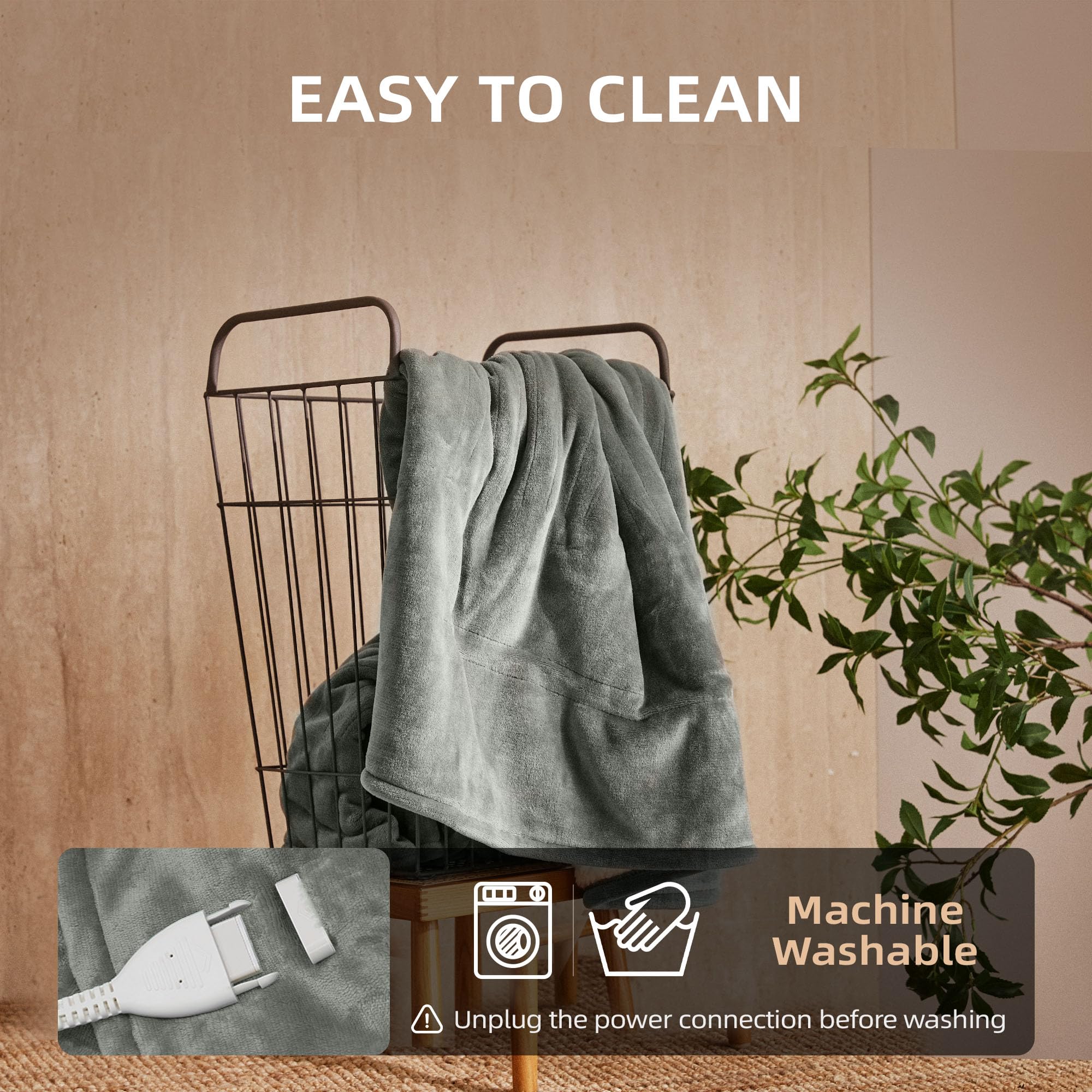 JET'S HOME Electric Blanket – 130x160cm Heated Throw with 6 Heat Settings