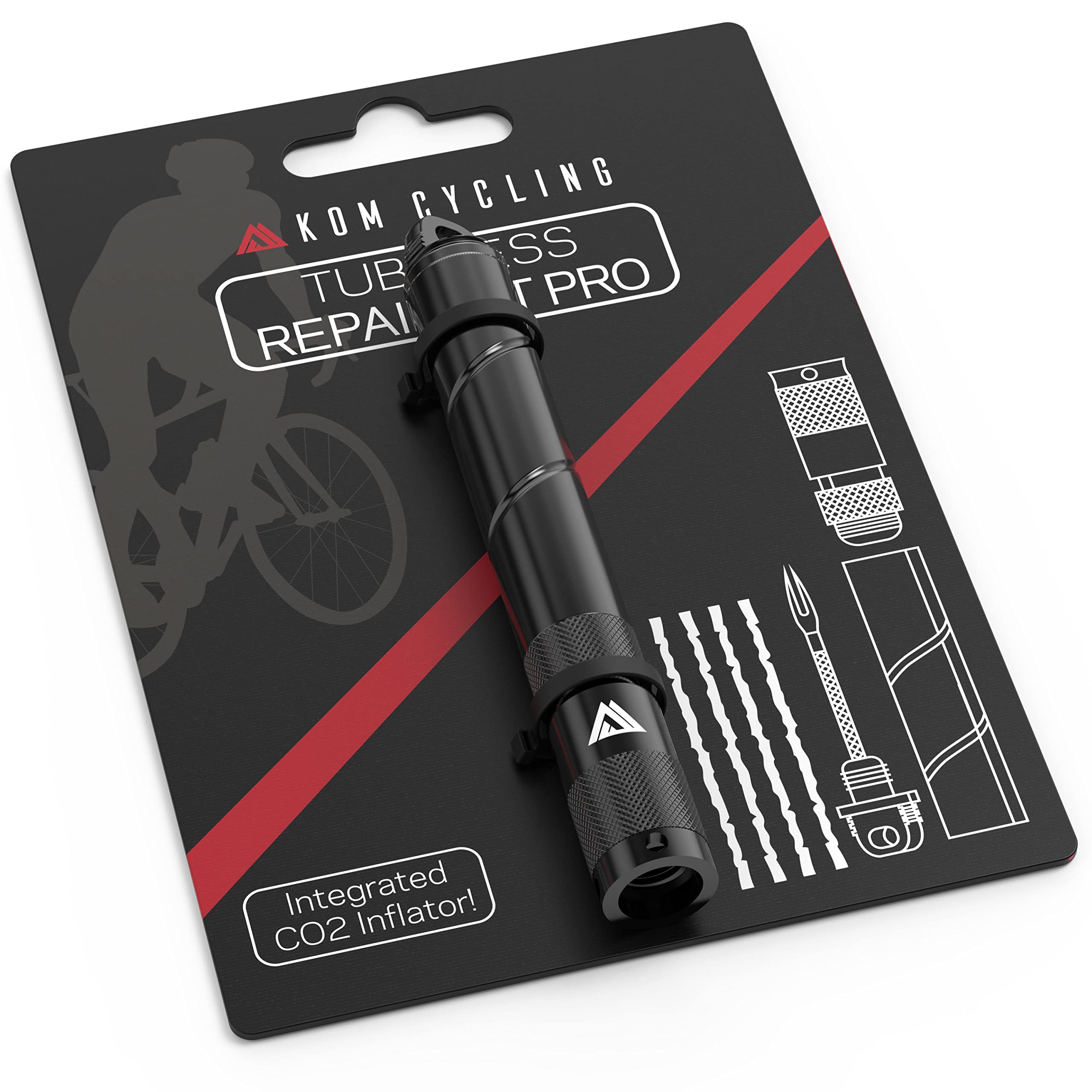 KOM Cycling Tubeless Tyre Repair Kit for Road and Mountain Bike – 8 Colors