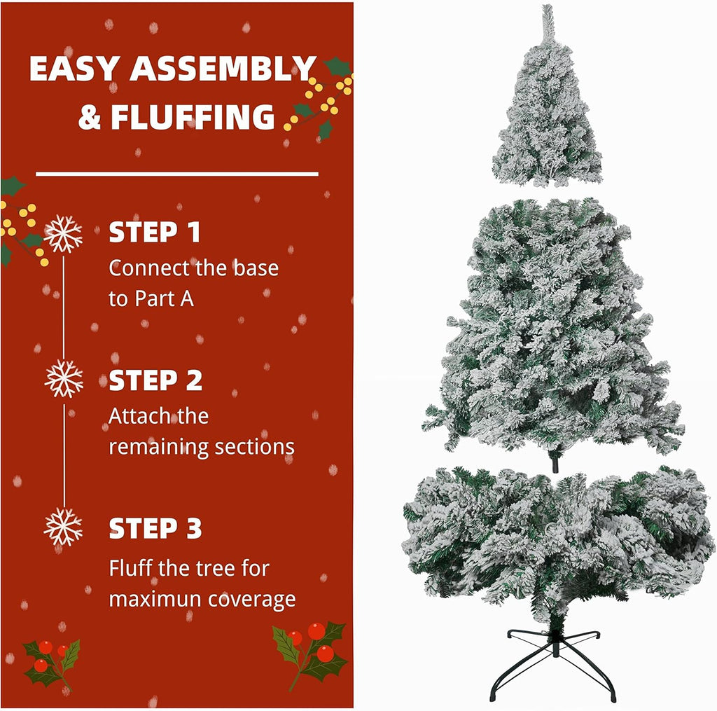 Massive Discounts 6FT Snow Flocked Artificial Christmas Tree | 850 Tips