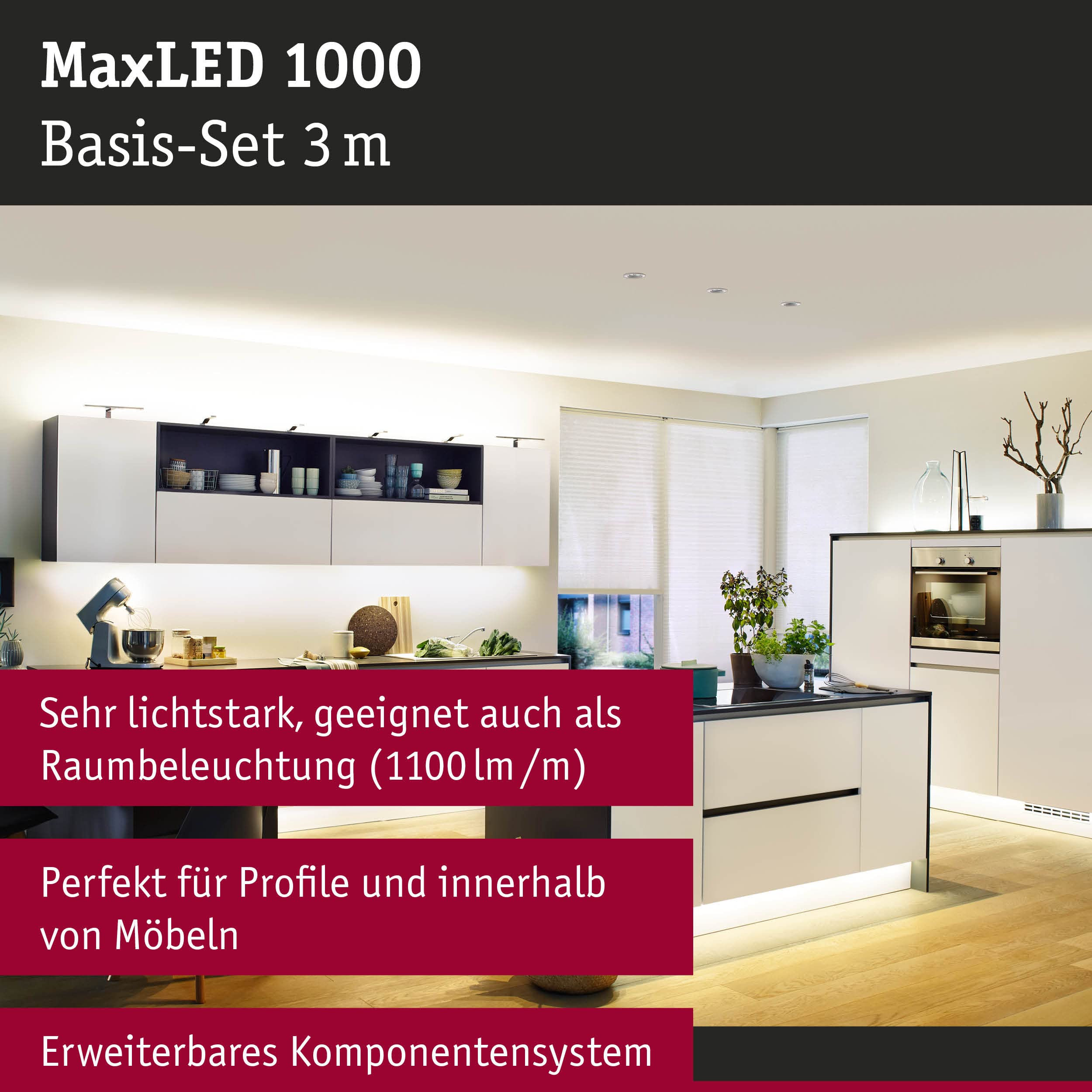 Jolof Store MaxLED 1000 LED Strip Kit – 3m Warm White Silver 40W