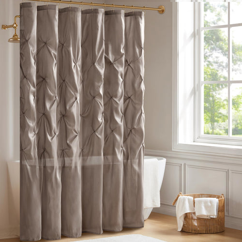 Madison Park Laurel Taupe Shower Curtain | Textured Polyester, 72x72
